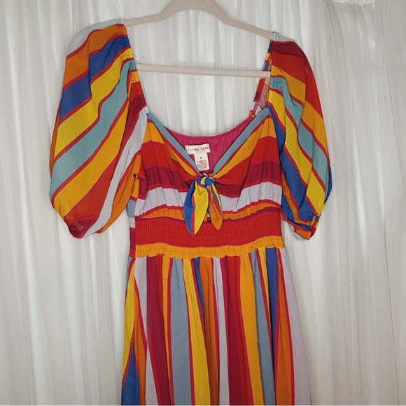 Flying Tomato Red and Orange Tiered Ruffled Sundress - Picture 3 of 4